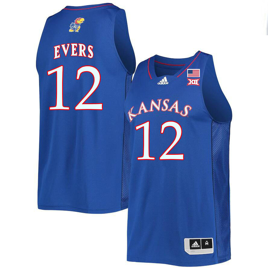 Men #12 Wilder Evers Kansas Jayhawks College Basketball Jerseys Stitched Sale-Royal